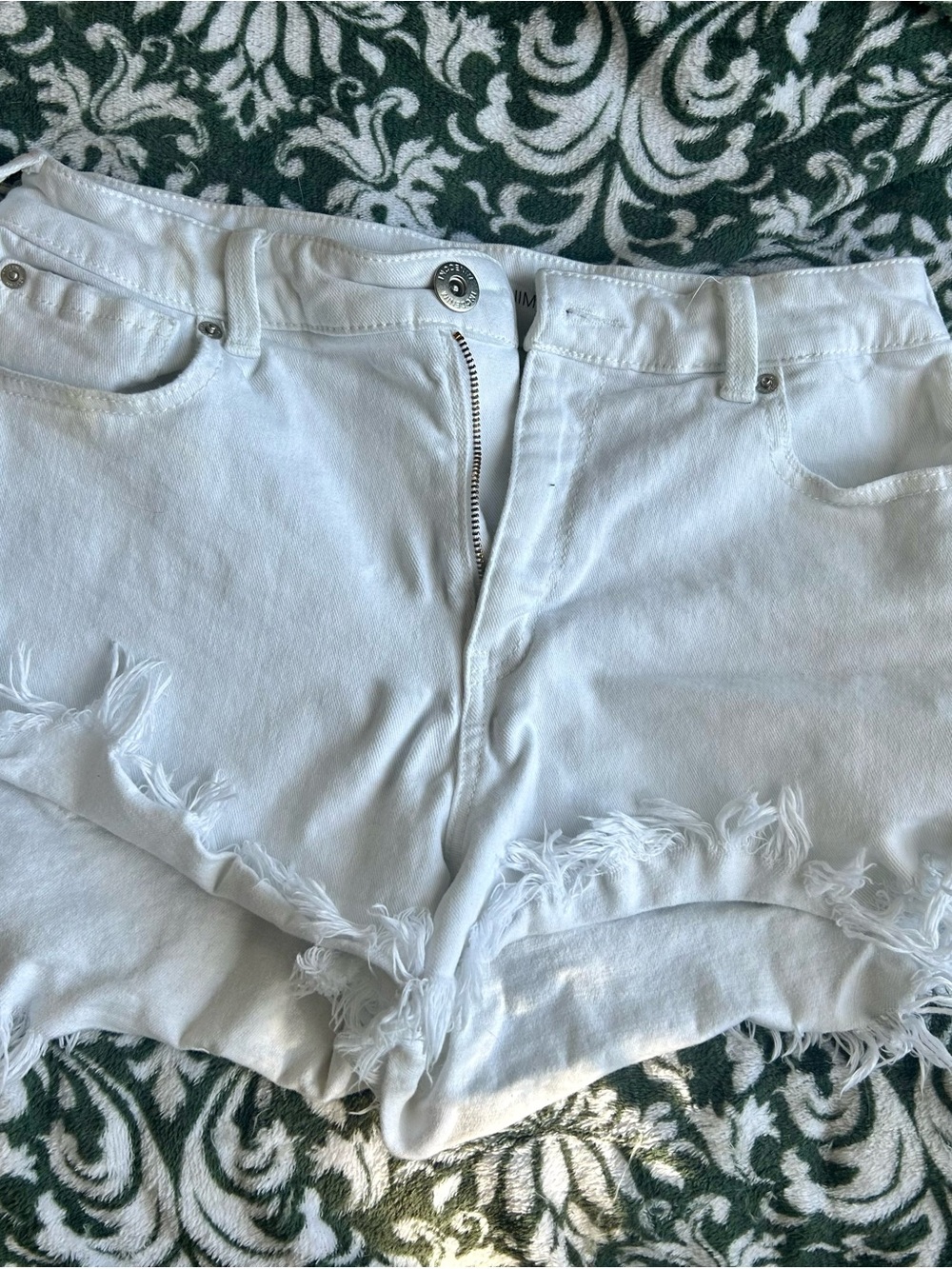 INC International Concepts White Distressed Denim Shorts